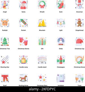 Christmas and New Year Flat Stock Vector