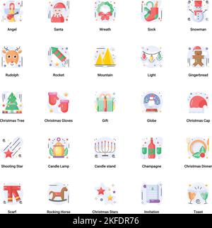 Christmas and New Year Flat Stock Vector