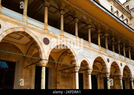 Elements of architectural decorations of buildings on the streets of Istanbul Stock Photo