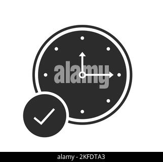 Analog Clock On Time Flat Icon Vector Illustration Stock Vector