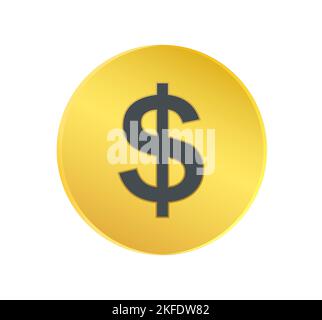 Gold Dollar Coin Isolated Icon Business Finance Vector Illustration Stock Vector