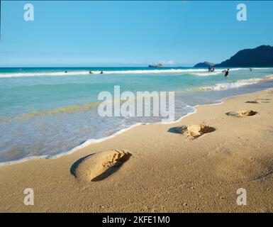 Bellows Field Beach Park - Oahu, Hawaii. A photo of the famous Hawaiian beach - Bellow Field Beach Park, Close to Waimanalo, the island Oahu, Hawaii. Stock Photo