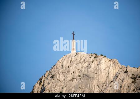 Croix de Provence, Cross of Provence, on the western end of the Montagne Sainte-Victoire against blue sky, near Aix-en-Provence, France Stock Photo