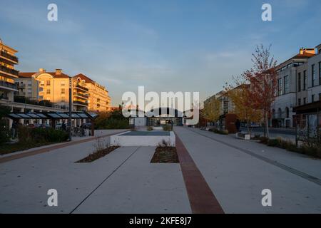 Bussy Saint Georges, France - November 12, 2022 : Panoramic view of the regional train station RER in Bussy Saint Georges France Stock Photo