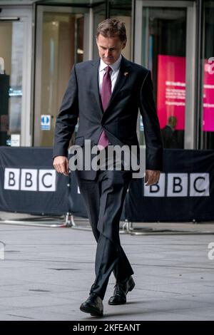 Chancellor of the Exchequer Jeremy Hunt gives a television interview ...