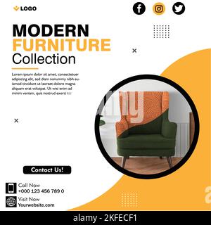 Social Media Post Template For Furniture Collection Fully Editable Stock Vector