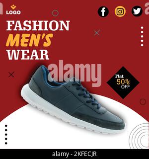 Social Media Post Template For Shoes Collection Fully Editable Template Stock Vector