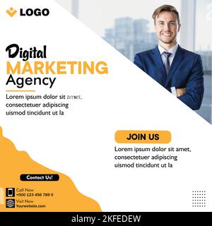 Social Media Post Fully Editable Template For Digital Marketing Agency Stock Vector