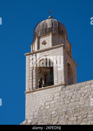 Clock Tower in Luža Square Debrovnik in Croatia showing the domed roof and bell Stock Photo