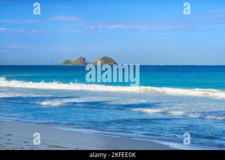 Bellows Field Beach Park - Oahu, Hawaii. A photo of the famous Hawaiian beach - Bellow Field Beach Park, Close to Waimanalo, the island Oahu, Hawaii. Stock Photo