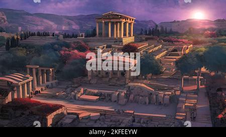 Ancient Greek Temple Illustration, Drawing Stock Photo - Alamy