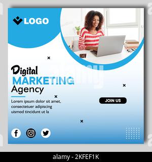 Business Social Media Post Template For Digital Marketing Agency Stock Vector