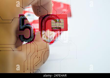 The concept of stepping into 5G communication system Stock Photo