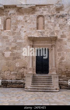 Syracuse cathedral built on top of a Greek temple. Doric columns can be appreciated on the walls. Sicily. Italy. Stock Photo