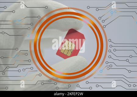 SIM card, 4G mobile phone 5G still use SIM card system. Stock Photo
