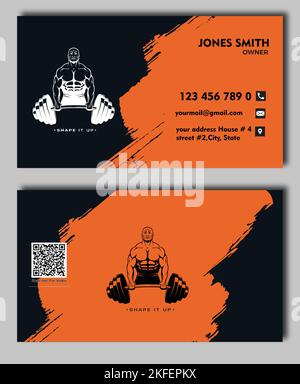 Business Gym Business Card Fully Editable Template Stock Vector