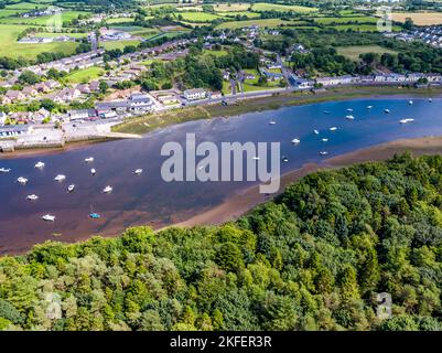 Aerial view of the river Moy at Ballina in County Mayo - Republic of Ireland. Stock Photo