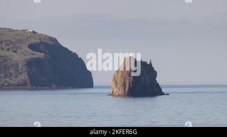 Stromboli Island with an Active Volcano in Tyrrhenian Sea. Italy. Nature Background Stock Photo