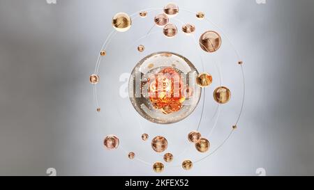 Cosmetic Essence oil Liquid drop with molecule, Atomic structure, electrons orbiting the nucleus, gluta cosmetic product advertising background, Stock Photo