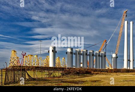 Cromarty Firth Nigg Scotland construction yard for offshore wind turbines Stock Photo