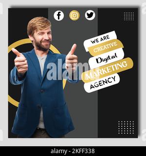 Business Corporate Social Media Post Template For Digital Marketing Agency Stock Vector