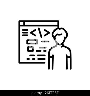 Programming courses for children olor line icon. Children learning. Pictogram for web page Stock Vector