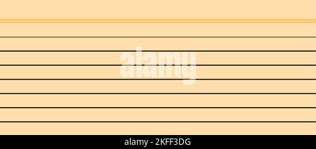 Cream colored notebook paper with single black lines and yellow paragraph lines Stock Photo