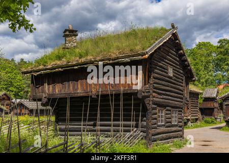 Historische Häuser im Norsk Folkemuseet, Oslo, Norwegen Stock Photo