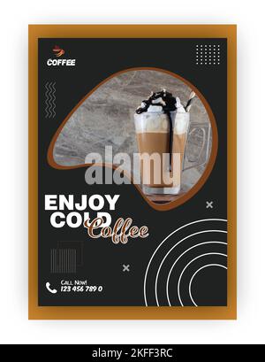 Business Corporate Flyer Editable Template For Coffee Cafes Stock Vector