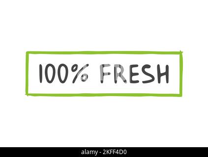 Vector Illustration. 100% Fresh Product. Nature Ingredients. Template for Badge, Logo, Tag and Label. Ecological Lifestyle. Stock Vector