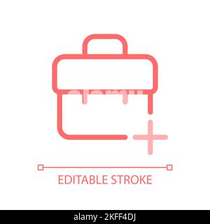 Briefcase with plus pixel perfect color linear ui icon Stock Vector