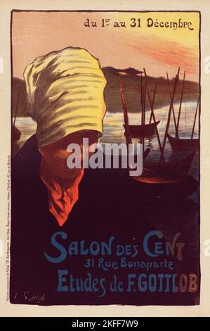 Affiche pour le &quot;Salon des Cent&quot;., c1900. [Publisher: Imprimerie Chaix; Place: Paris] Stock Photo