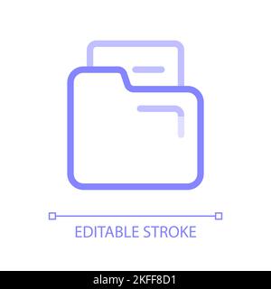 Document in folder pixel perfect color linear ui icon Stock Vector
