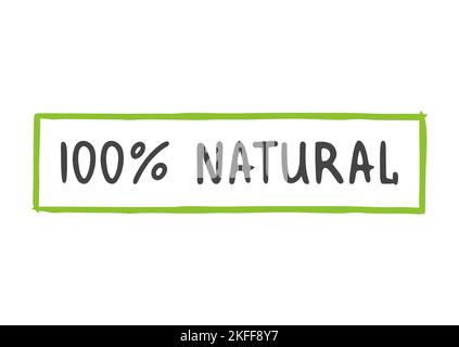 Vector Illustration. 100% Natural Product. Template for Badge, Logo, Tag and Label. Ecological Lifestyle. Nature Ingredients. Stock Vector