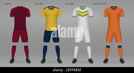 Set of football kits, shirt template for soccer jersey. Stock Vector
