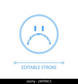Sad emoji pixel perfect color linear ui icon Stock Vector