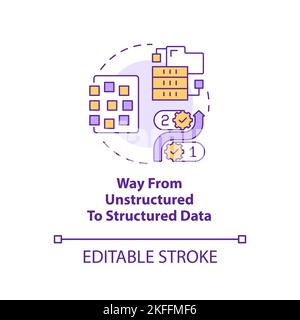 Way from unstructured to structured data concept icon Stock Vector