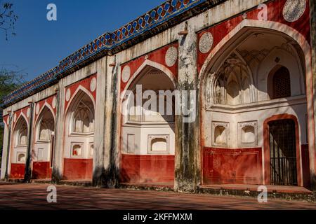 Arched doors of the 16th Century Tomb-Garden of Mir Muzaffar Hussain in Sunder Nursery in Delhi in India Stock Photo