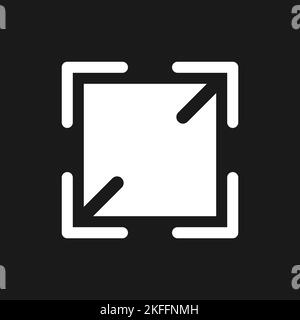 Screen enlarging dark mode glyph ui icon Stock Vector