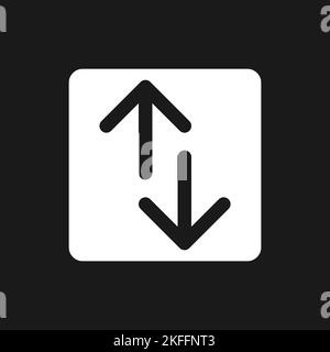 Up and down directions dark mode glyph ui icon Stock Vector