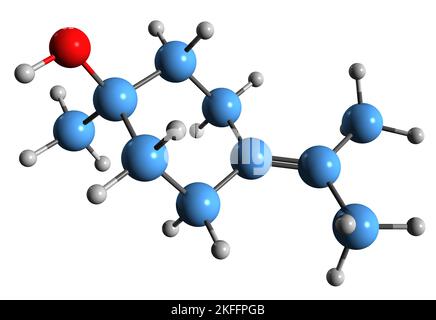 3D image of Terpineol skeletal formula - molecular chemical structure of isomeric monoterpenoid isolated on white background Stock Photo