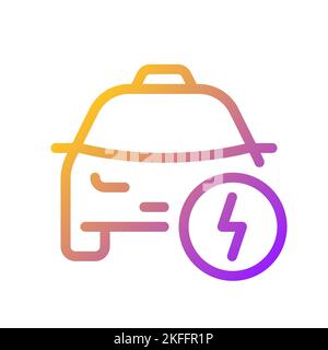 Taxi and lightning pixel perfect gradient linear ui icon Stock Vector