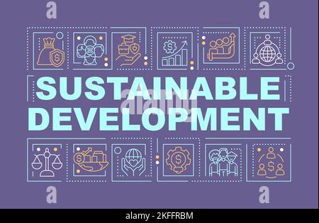 Sustainable development word concepts dark blue banner Stock Vector