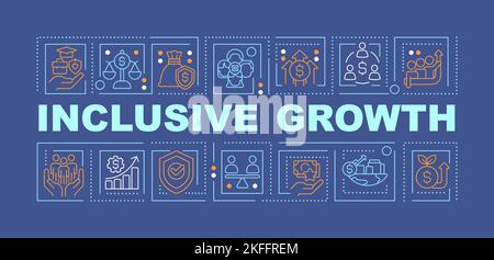 Inclusive growth word concepts dark blue banner Stock Vector