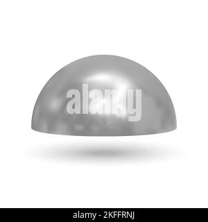 3d metal half of ball, silver hemisphere Stock Vector