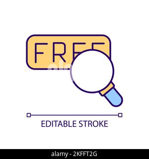 Searching free products RGB color icon Stock Vector