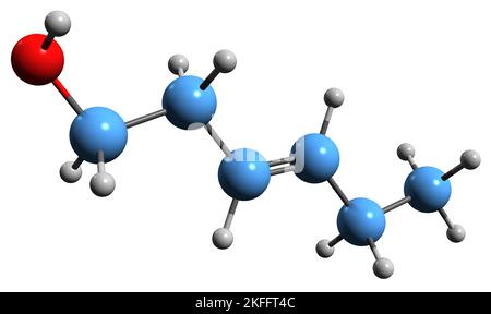 3D image of Hexenol skeletal formula - molecular chemical structure of aphrodisiac attractant isolated on white background Stock Photo