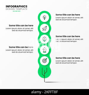Infographic template with icons and 5 options or steps. Tree. Can be used for workflow layout, diagram, banner, webdesign. Vector illustration Stock Vector