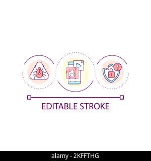 Smartphone viruses loop concept icon Stock Vector