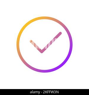 Tick in circle pixel perfect gradient linear ui icon Stock Vector